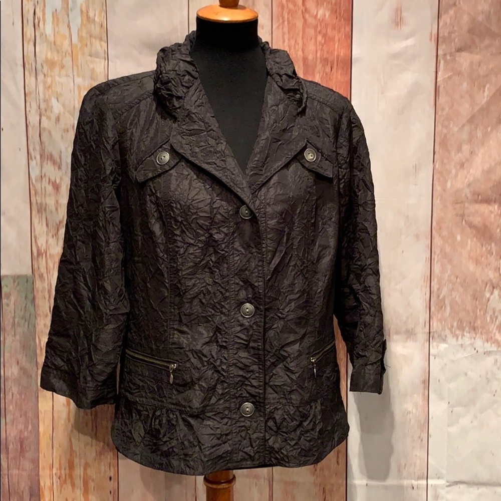 Chico's Black Crinkled Utility Jacket